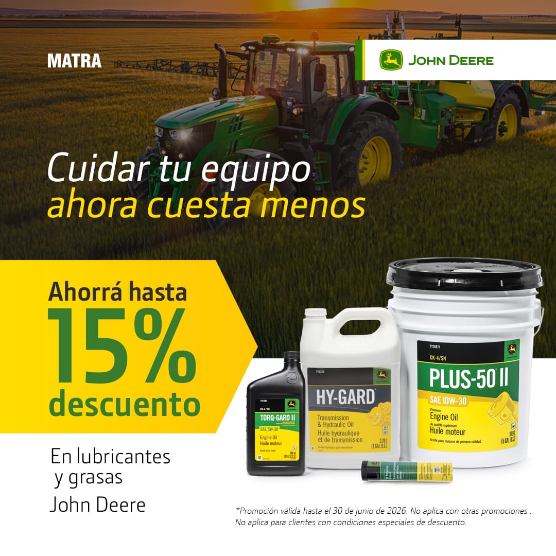 15% descuento en lubricantes John Deere